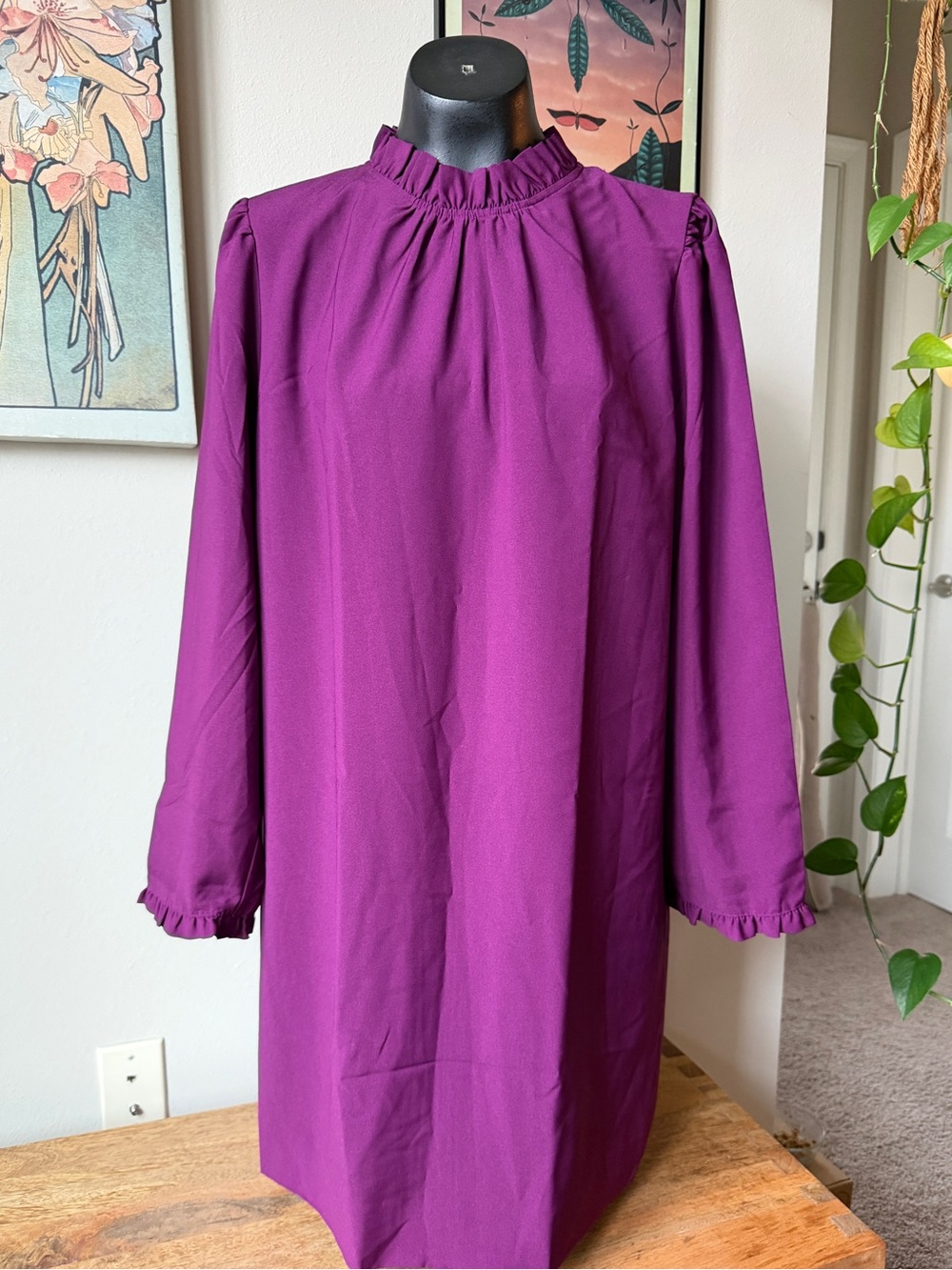 J. Crew Ruffle Neck Long Sleeve Dress